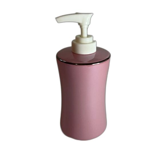 Porcelain pink soap pump with gold trim - NEW - Picture 1 of 5